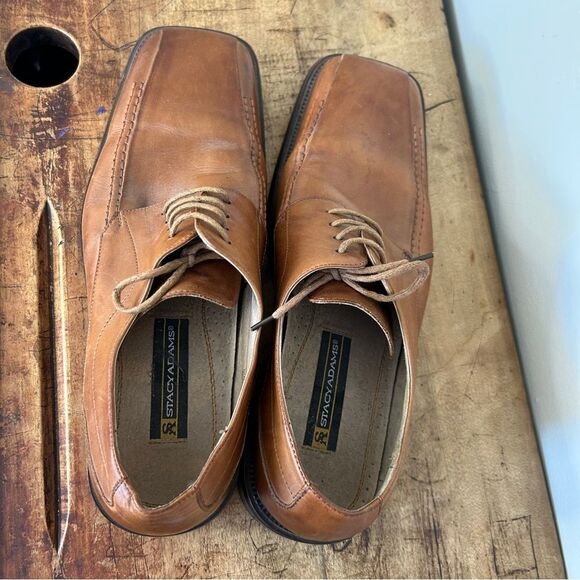 Stacy Adams Tan Brown Leather Oxford Dress Shoes Men’s 10.5 good preworn conditi main image 9
